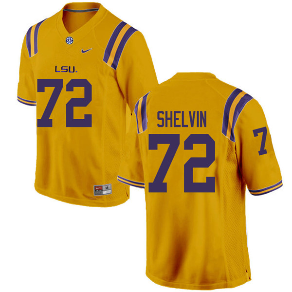 Men #72 Tyler Shelvin LSU Tigers College Football Jerseys Sale-Gold